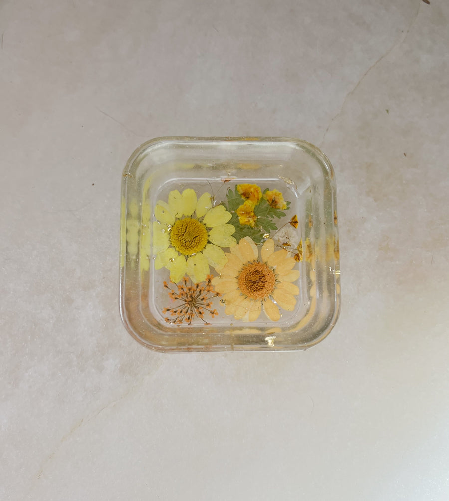 "Orange Floral" Square Ring Dish