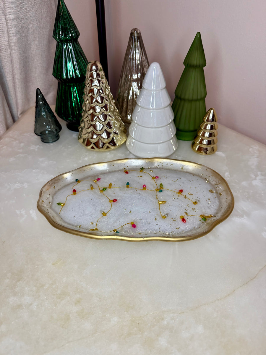 “Snowfall Holiday Lights” Artisan Long Tray