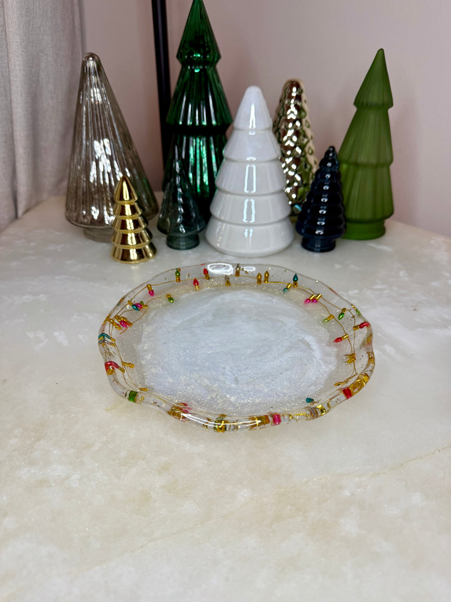 “Holiday Lights” Artisan Round Tray