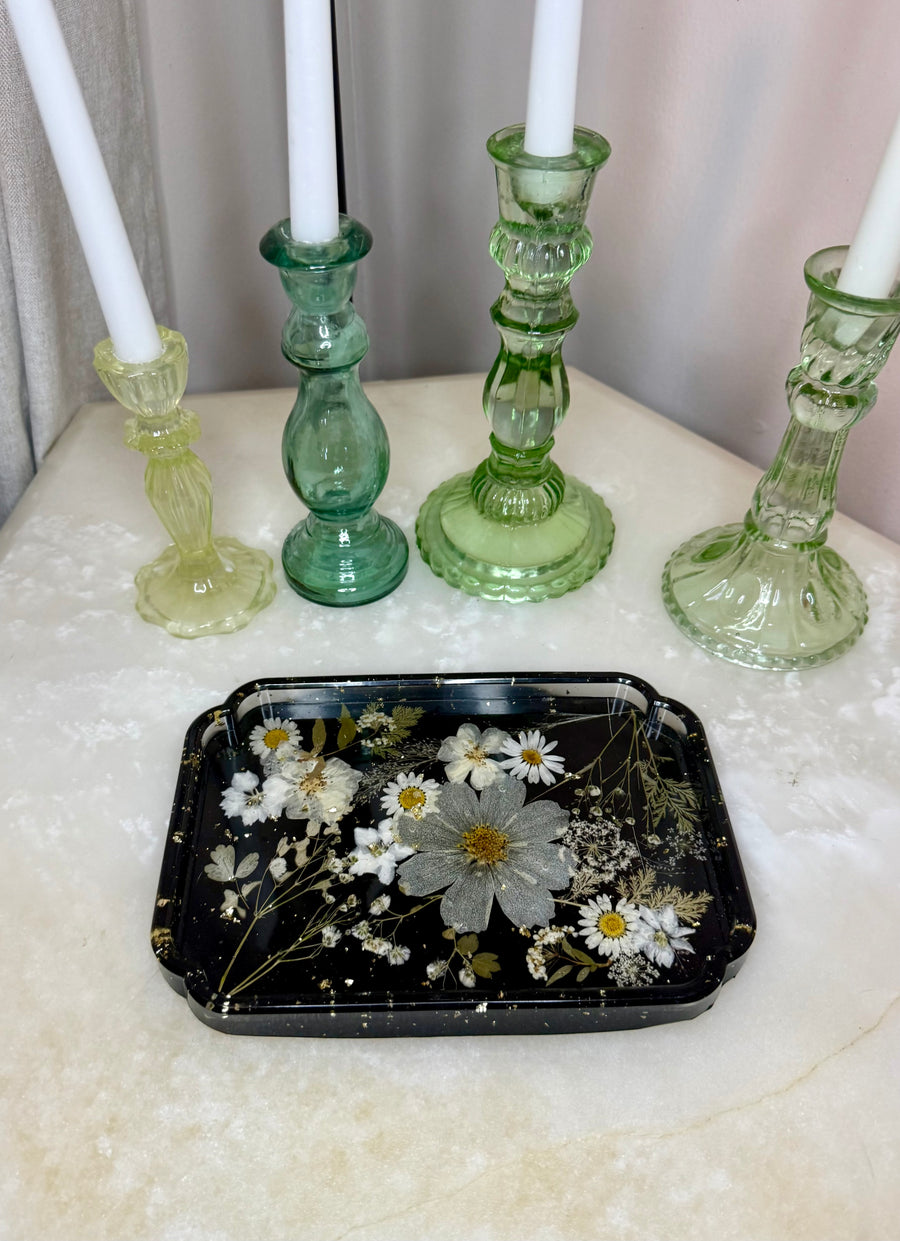 Dark Daisy Floral Sofia Tray