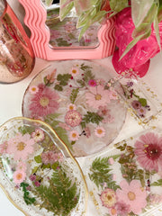 Pink Floral Artisan Long Tray