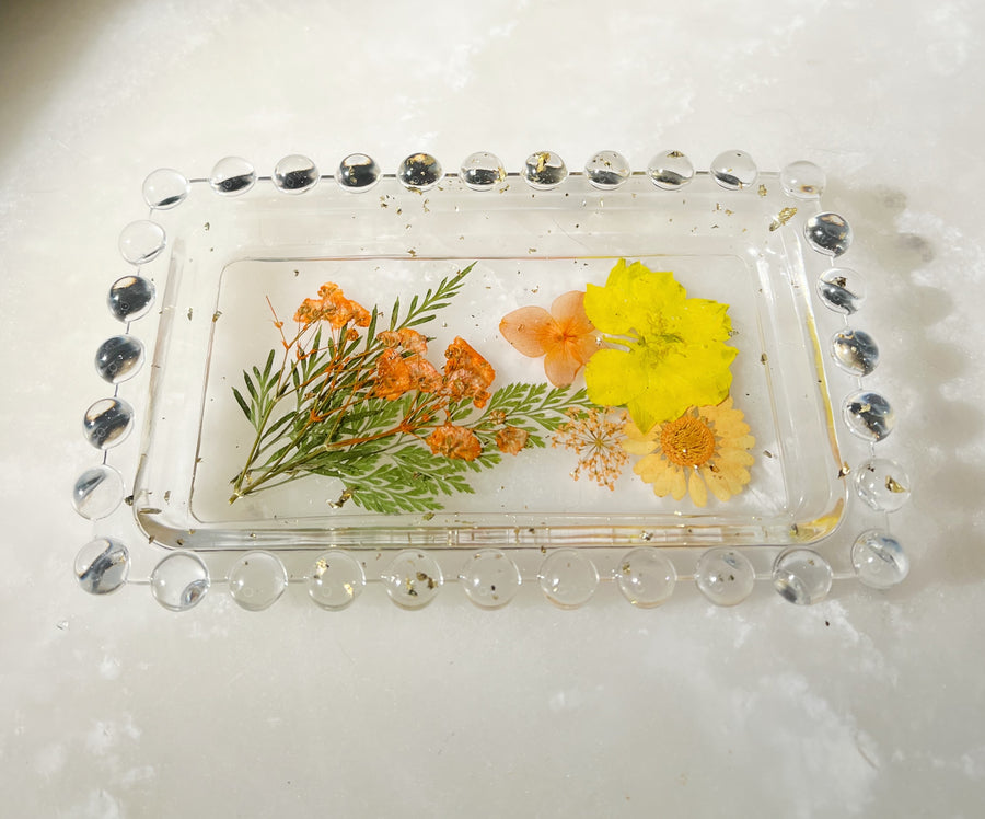 Orange Floral "La Perla" Tray