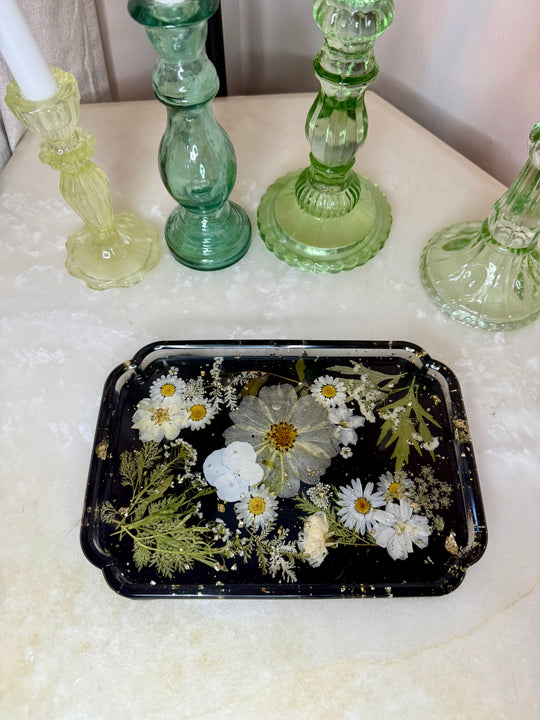 Dark Daisy Floral Sofia Tray