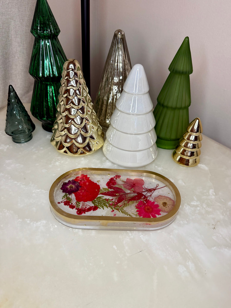 “Red Holiday Floral” Pill Tray