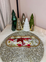 “Red Holiday Floral” Long Pill Tray
