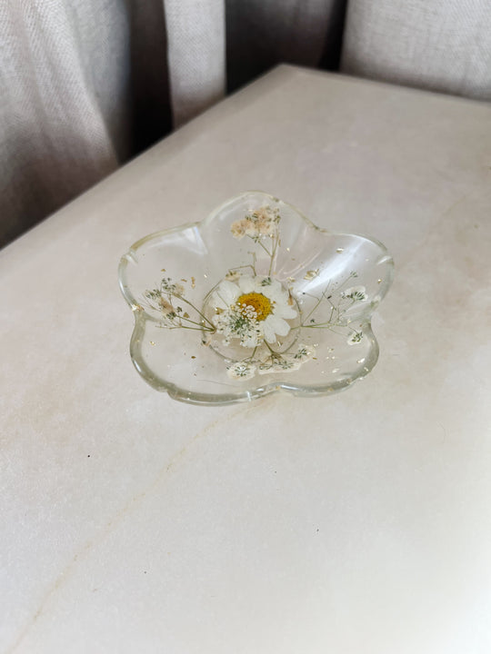 "White Floral" Rose Ring Dish