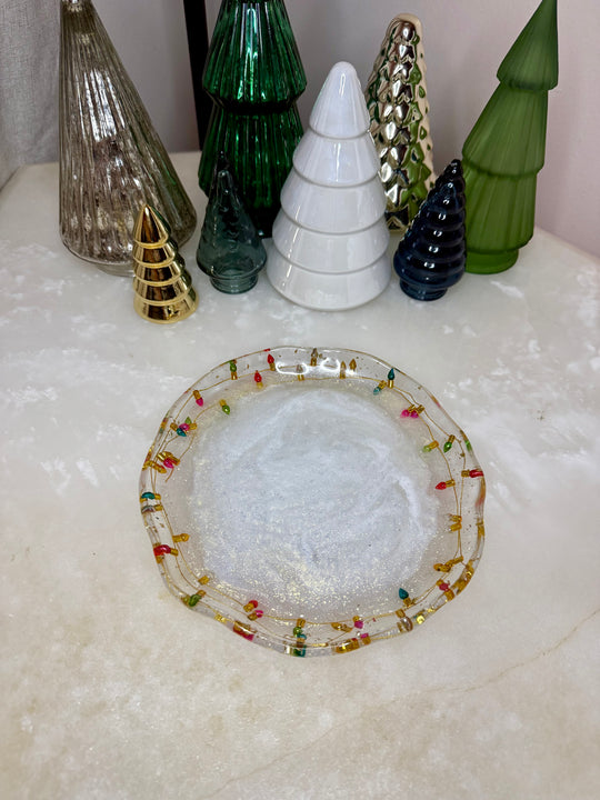 “Holiday Lights” Artisan Round Tray