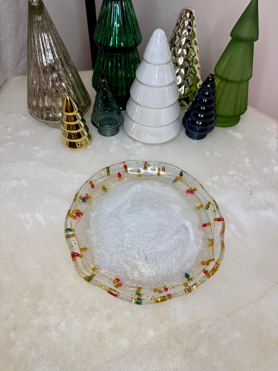 “Holiday Lights” Artisan Round Tray