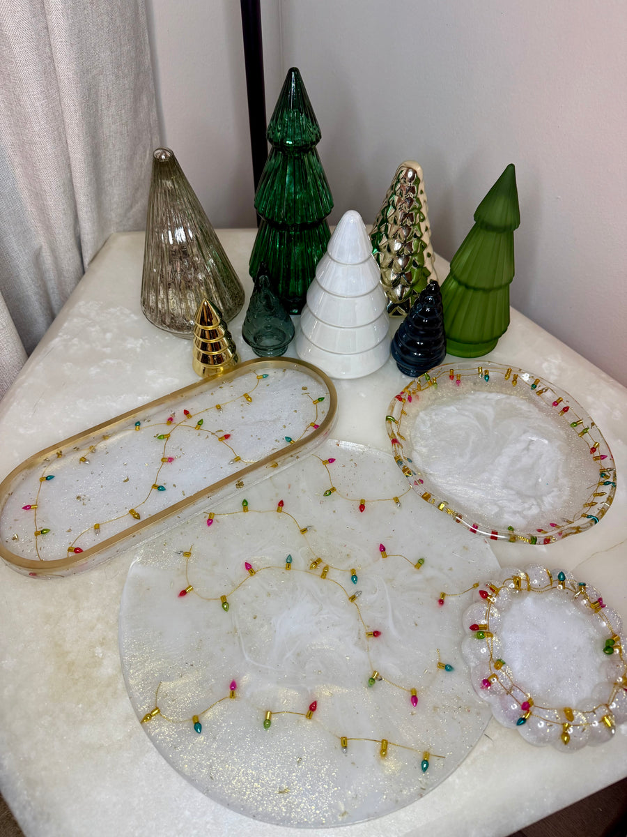 “Holiday Lights” Artisan Round Tray