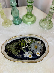 Dark Daisy Floral Artisan Long Tray
