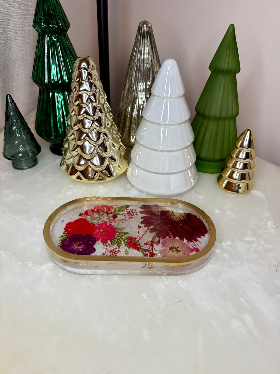 “Red Holiday Floral” Pill Tray