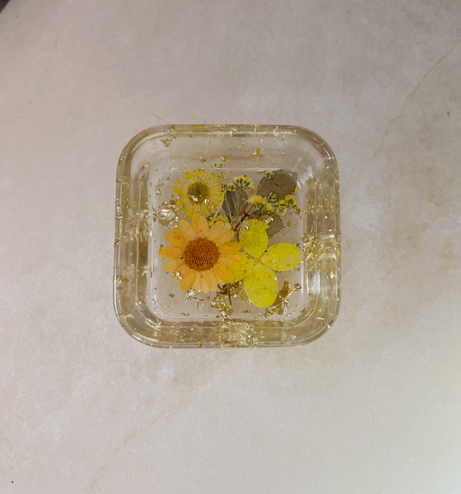 "Orange Floral" Square Ring Dish