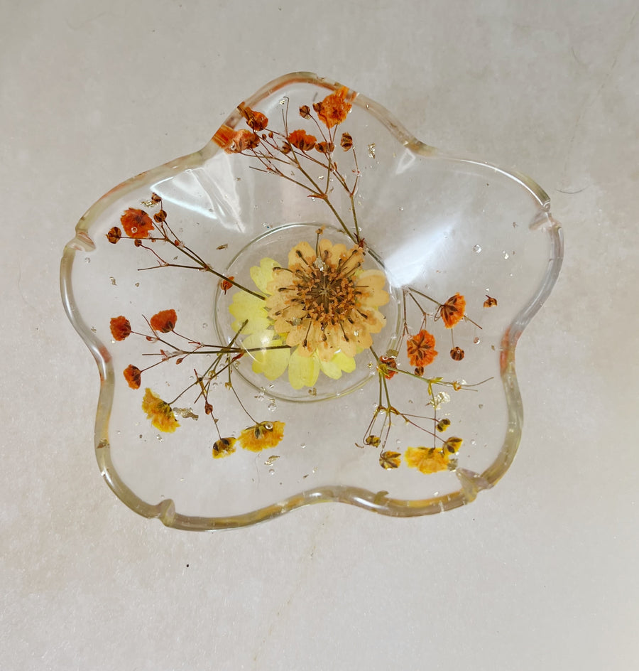 "Orange Floral" Rose Ring Dish