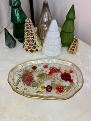 “Red Floral” Artisan Long Tray