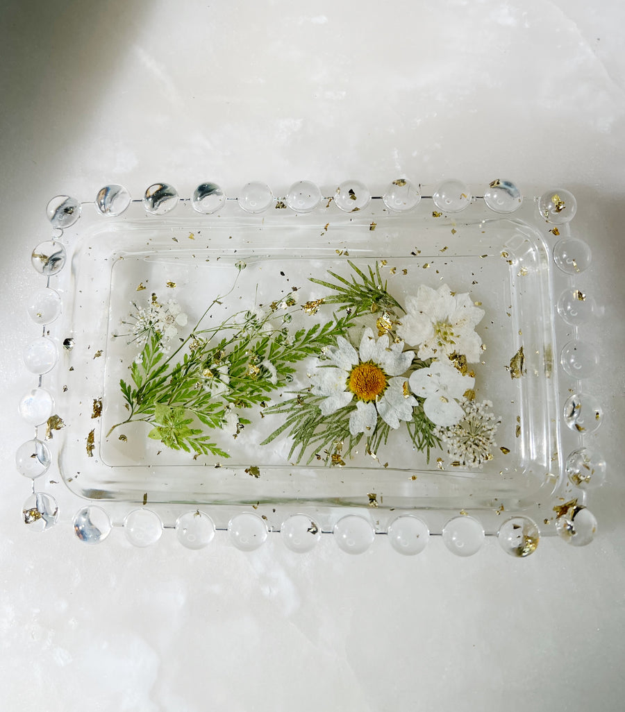 White Floral "La Perla" Tray