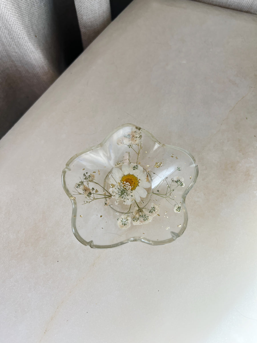 "White Floral" Rose Ring Dish