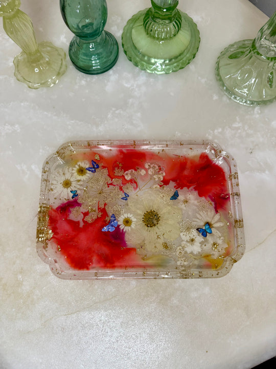 Pink Butterfly Floral Sofia Tray