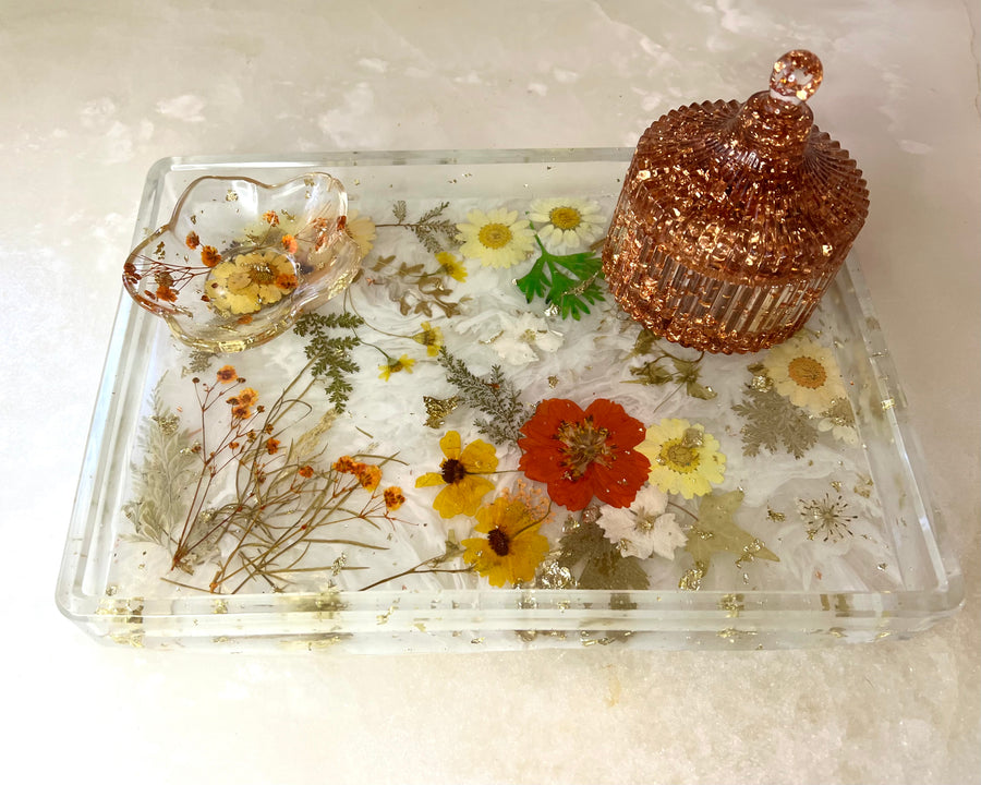 Orange Floral "Valentina" Tray