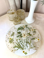 White Floral Round Brie Board