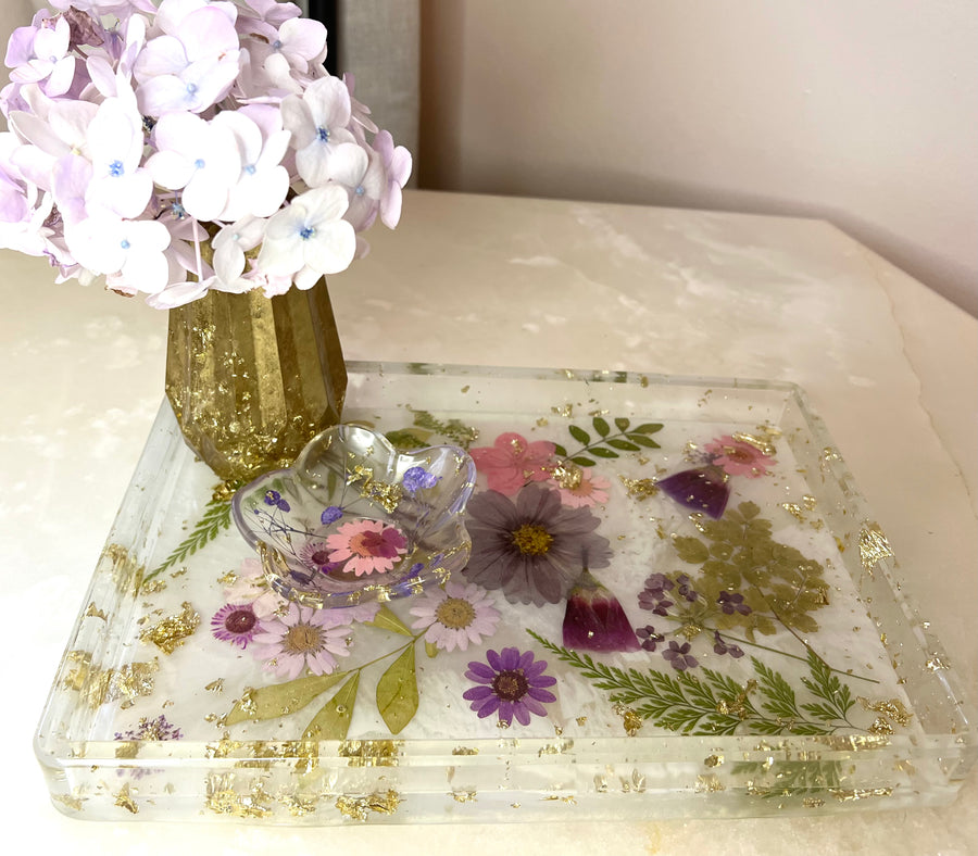 Purple and Pink Floral "Valentina" Tray