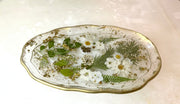 White Floral Artisan Long Tray