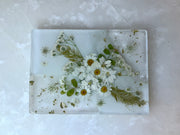 White Floral Rectangular Chevre Board
