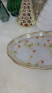 “Snowfall Holiday Lights” Artisan Long Tray