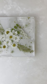 White Floral Rectangular Chevre Board