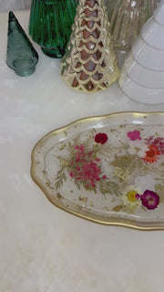 “Red Floral” Artisan Long Tray