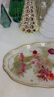 “Red Floral” Artisan Long Tray