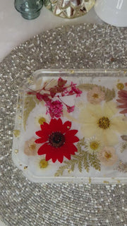 “Red Holiday Floral” Sofia Tray