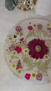 “Red Floral Holiday” Round Brie Board