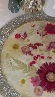 “Gold + Red Floral Holiday” Round Brie Board