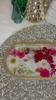 “Red Holiday Floral” Long Pill Tray