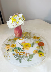Orange Floral Round Brie Board