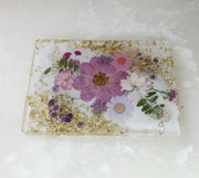 Purple and Pink Floral Rectangular Chevre Board