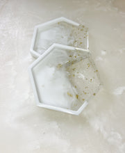 White + Gold Hexagon Coaster