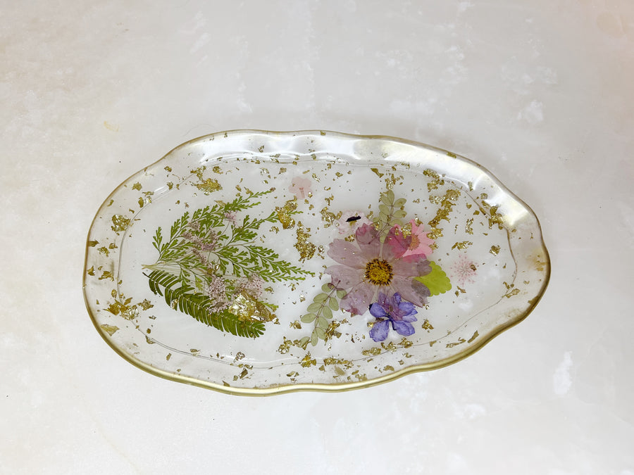 Pink + Purple Floral Artisan Long Tray