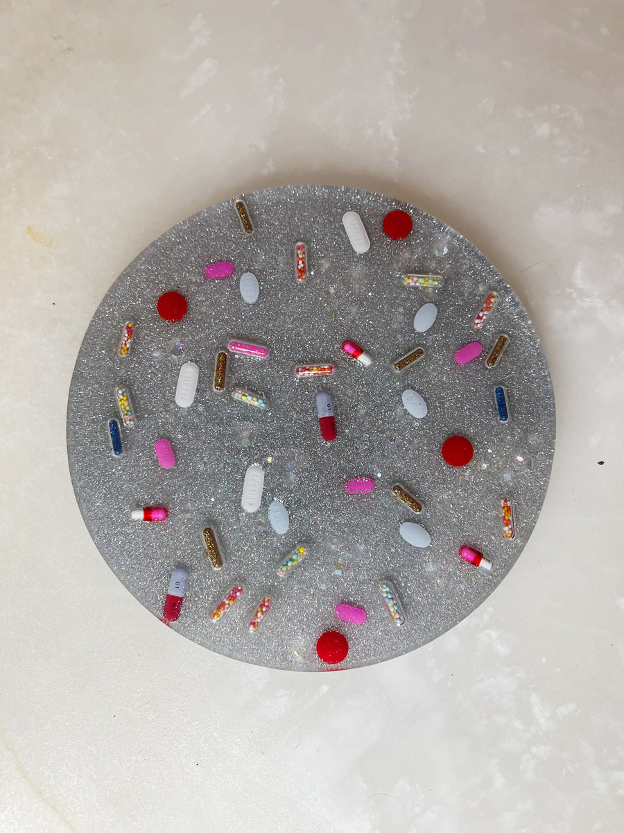 Holographic Silver "Happy Pill" Round Murcia Board