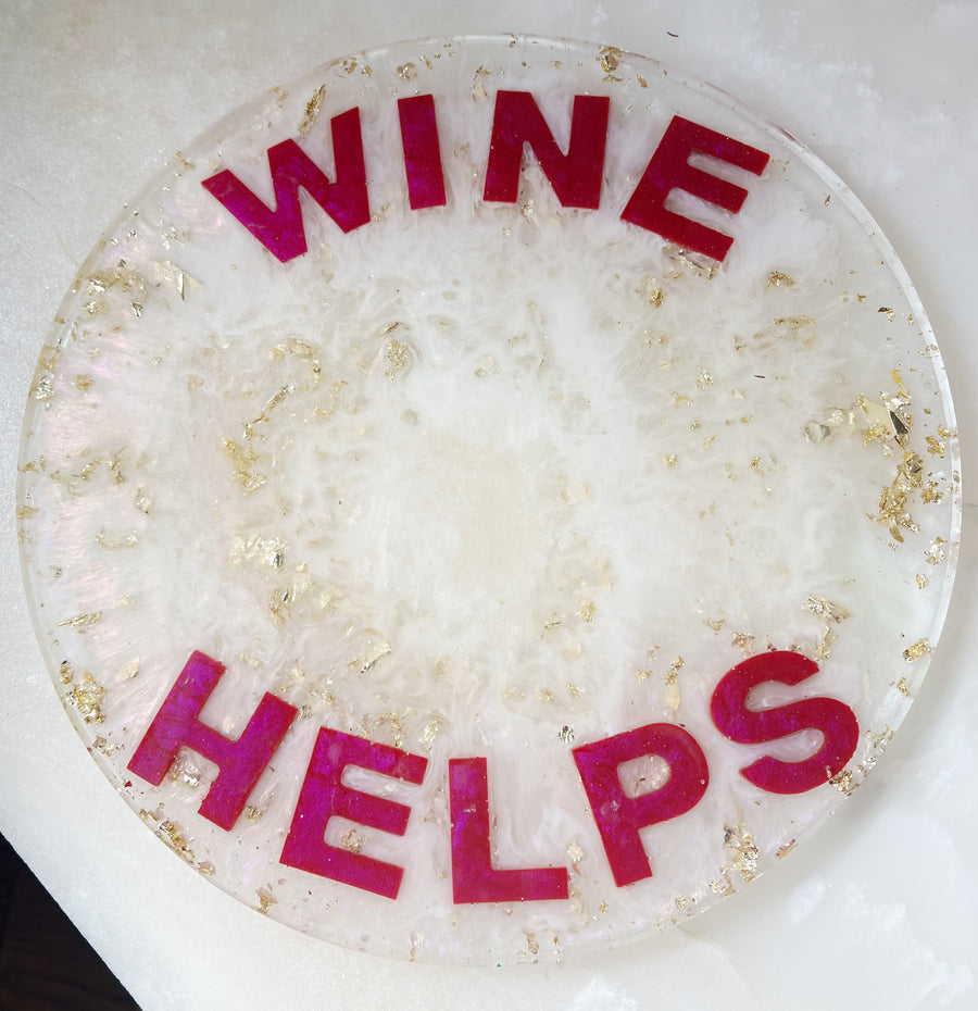 "Wine Helps" Round Brie Board