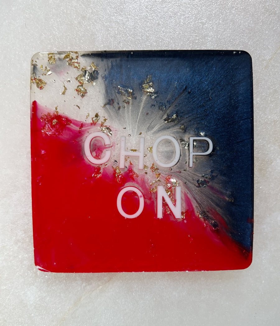 "Chop On" Square Coaster