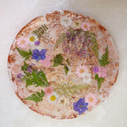 Copper Backed Pink + Purple Floral Round Brie Board