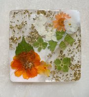 Orange Floral Square Coaster