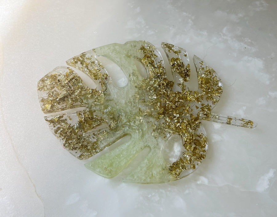 Green + Gold Monstera Tray
