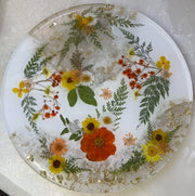 Orange Floral Round Brie Board